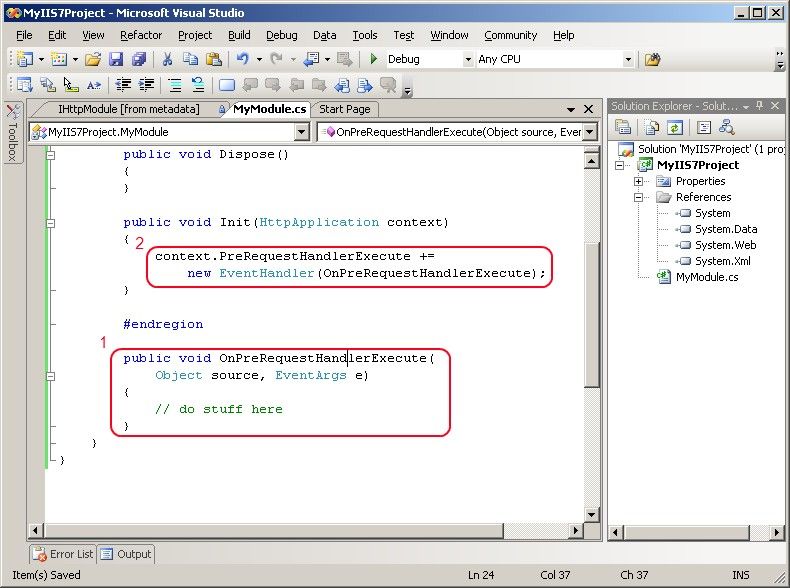 Implement IHttpModule.Init() di Visual Studio Menerapkan IHttpModule.Init() di Visual Studio