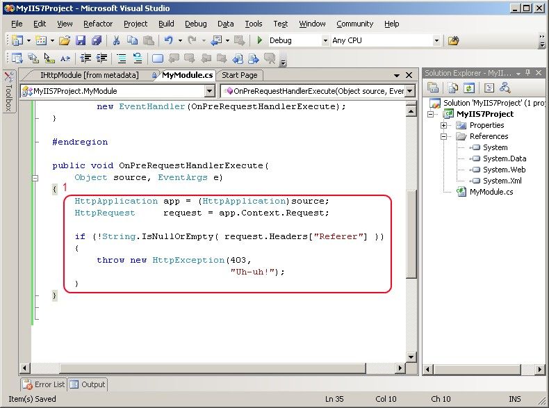 Implement IHttpModule Menerapkan IHttpModule