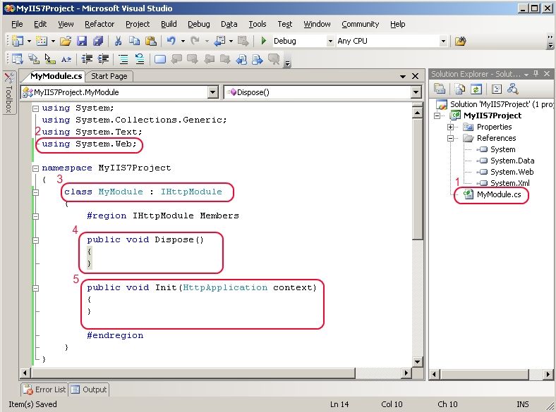 A IHttpModule sederhana di Visual Studio Kelas IHttpModule sederhana di kelas Visual Studio
