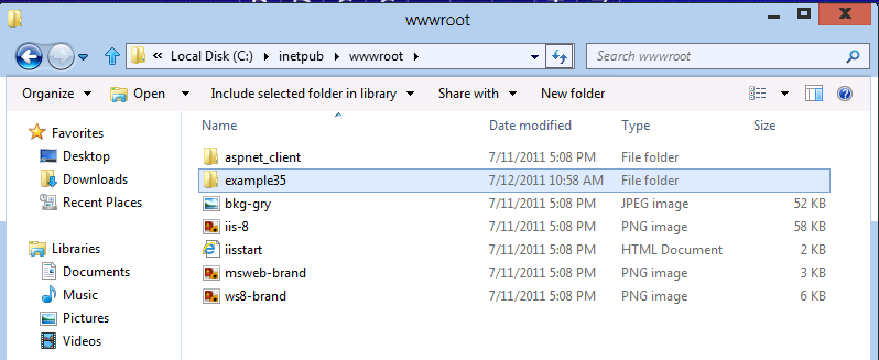 Cuplikan layar direktori lokal di drive C dengan contoh 35 folder disorot.