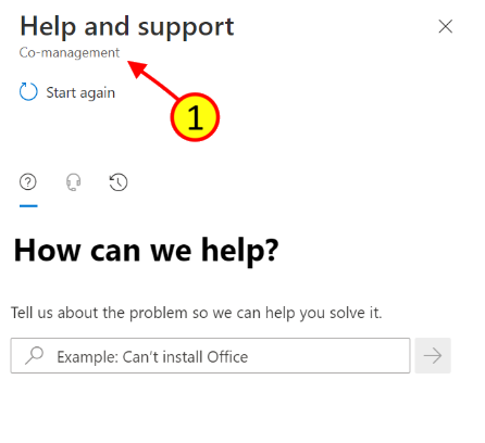 Screenshot that shows the How can we help window in the Intune admin center.