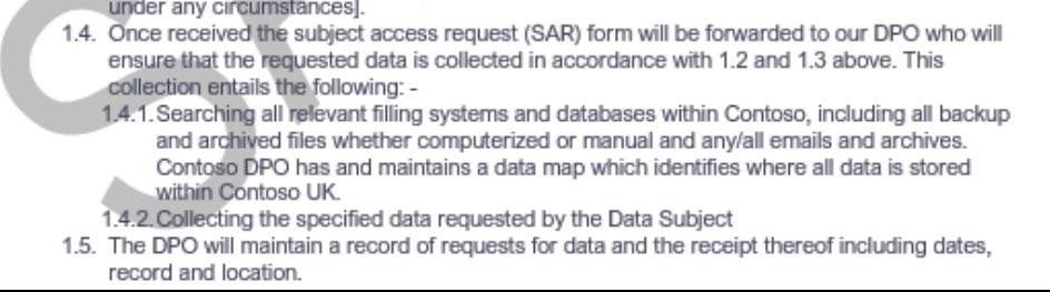 Subject access request procudure documentation.