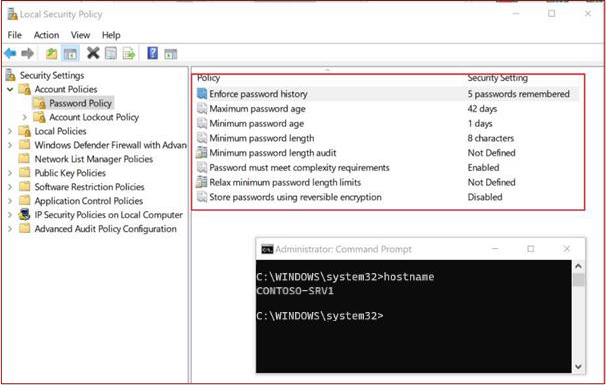 Microsoft local security policy settings.