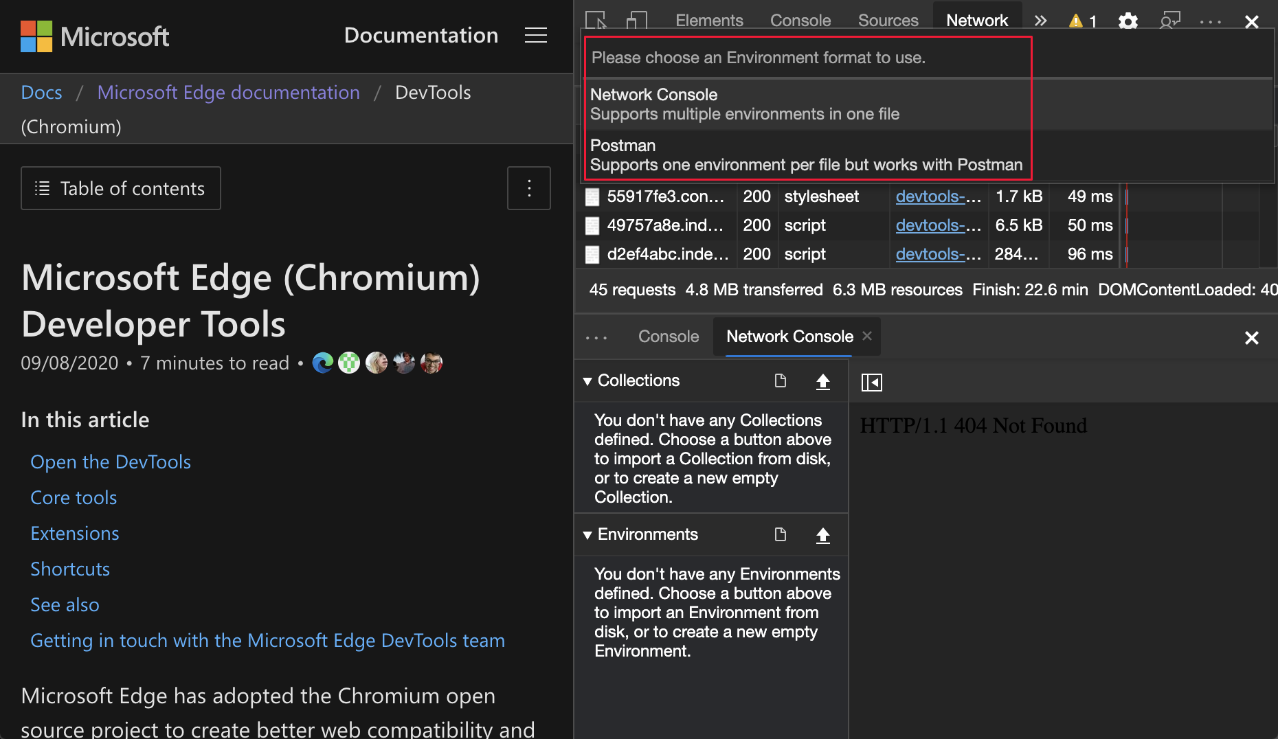 Selecting the format for the new environment