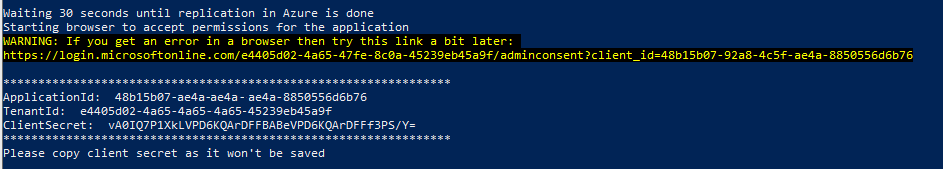 Gambar output skrip PowerShell akhir