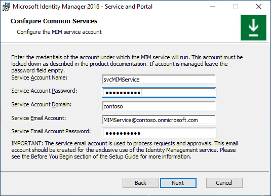Mengonfigurasi gambar akun layanan MIM - opsi B