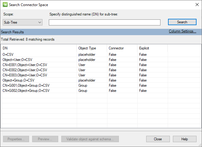 Cuplikan layar halaman Search Connector Space