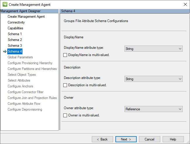 Cuplikan layar halaman Skema 4 (Konfigurasi Skema Atribut File Grup)