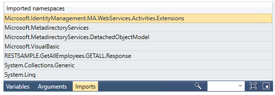 Namespace yang diimpor