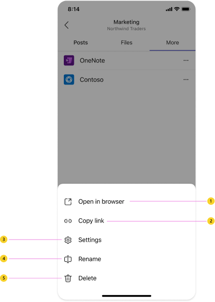 Illustration showing the UI anatomy of a mobile tab menu.