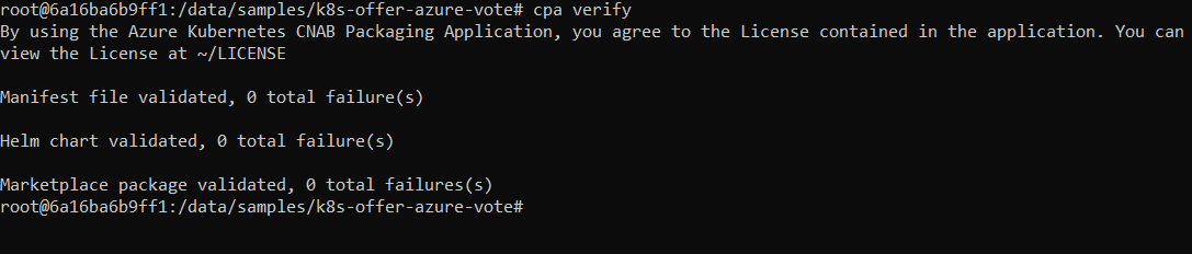Cuplikan layar perintah verifikasi cpa di CLI.