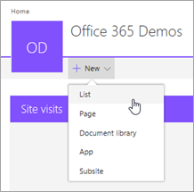 Buat daftar SharePoint baru.