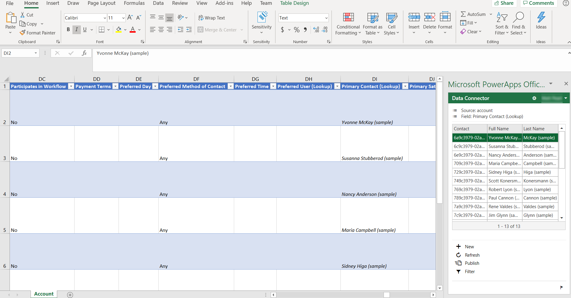 Membuka data tabel di excel power apps microsoft learn