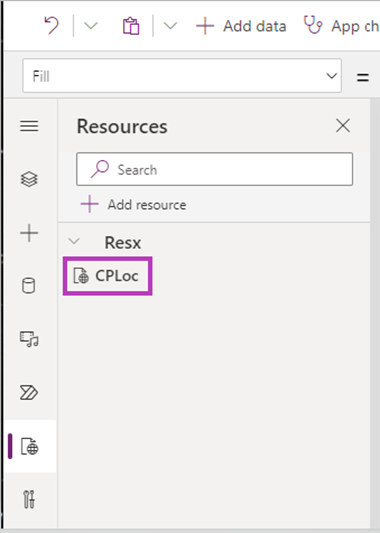 File RESX sumber daya web tercantum di panel Sumber Daya.