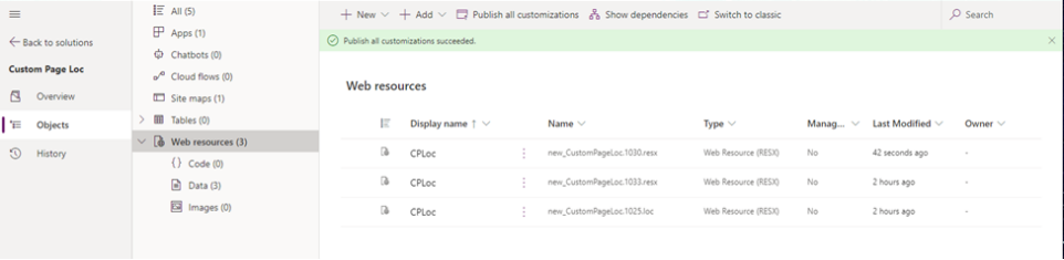 Power Apps Studio panel sumber daya web.