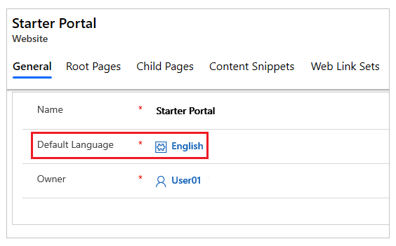 Mengatur bahasa default untuk portal Anda