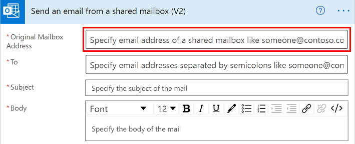 Cuplikan layar yang memperlihatkan kartu Kirim email dari kotak pesan bersama (V2).