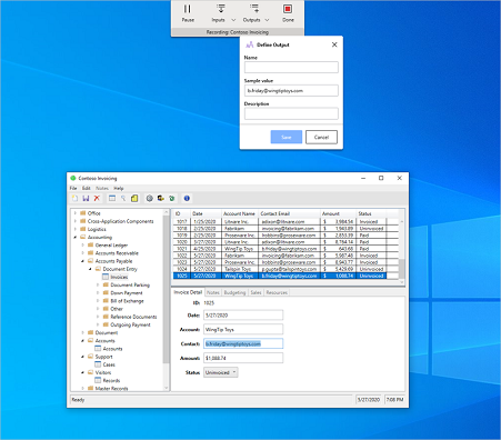 Cuplikan layar bidang panel Tentukan output.