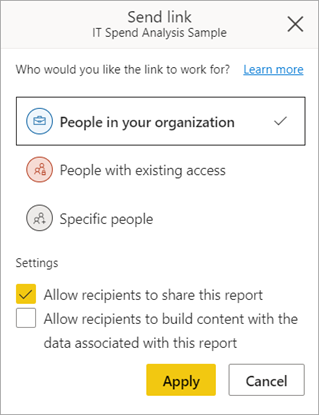 Cuplikan layar dialog Berikan akses laporan orang.