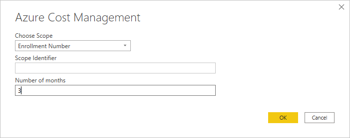 Cuplikan layar memperlihatkan properti Microsoft Cost Management dengan cakupan nomor Pendaftaran.