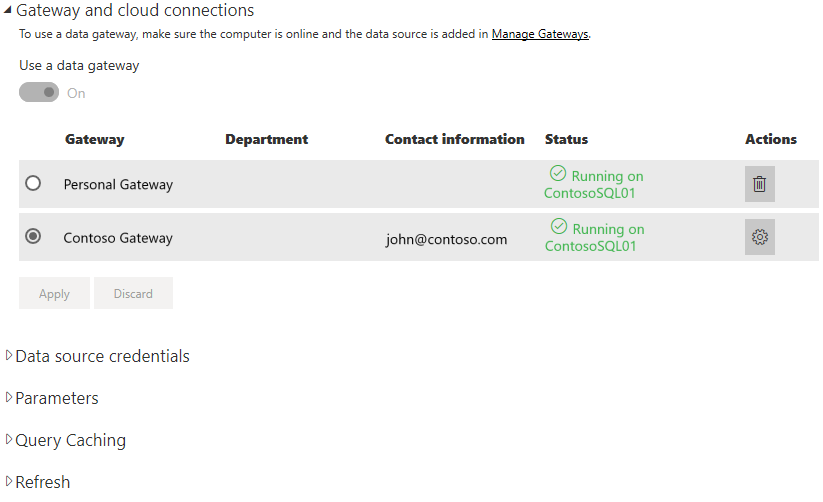 Cuplikan layar cara membuat koneksi gateway.