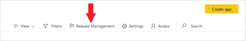 Cuplikan layar panel Manajemen Rilis.