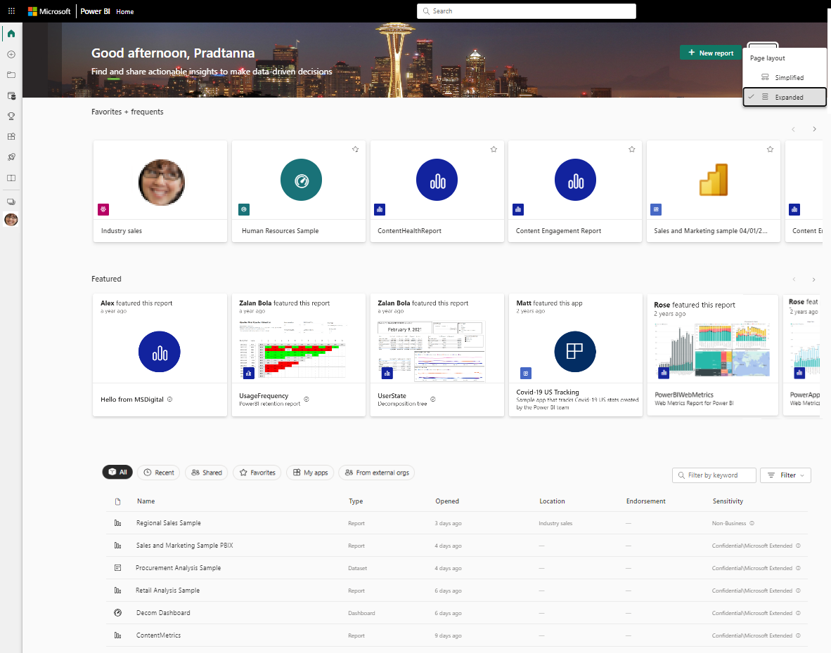 Menemukan Konten Dari Beranda Layanan Power Bi Power Bi Microsoft Learn