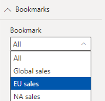 Cuplikan layar opsi grup marka buku dalam menu dropdown Bookmark.