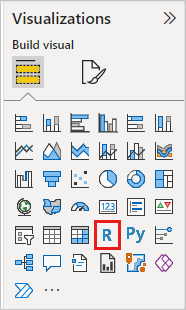 Cuplikan layar panel Visualisasi, menyoroti ikon Visual R.