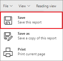 Screenshot highlighting the Save this report option.