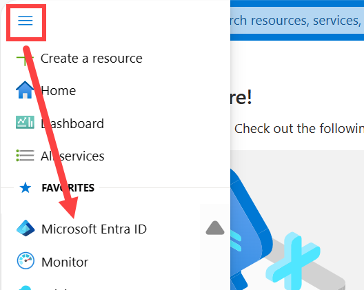 Cuplikan layar memperlihatkan pilihan untuk ID Microsoft Entra.