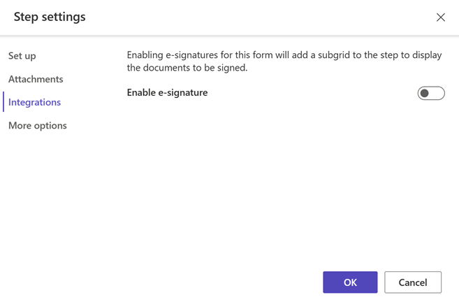 Pilihan pengaturan langkah di dalam ruang kerja Konfigurasi di studio desain Power Pages.