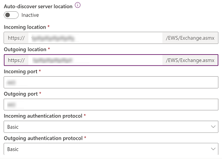 Cuplikan layar memperlihatkan memasukkan informasi server email.