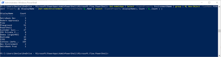 Get-AdminPowerApp lingkungan.