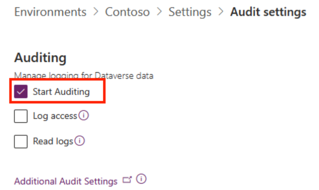 Cuplikan layar cara mengaktifkan audit.