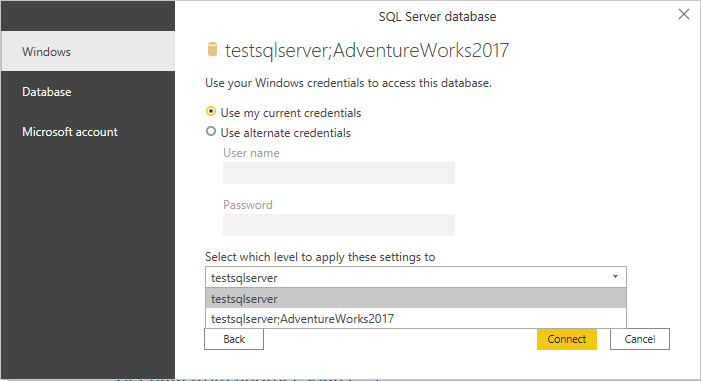 Autentikasi database SQL Server.