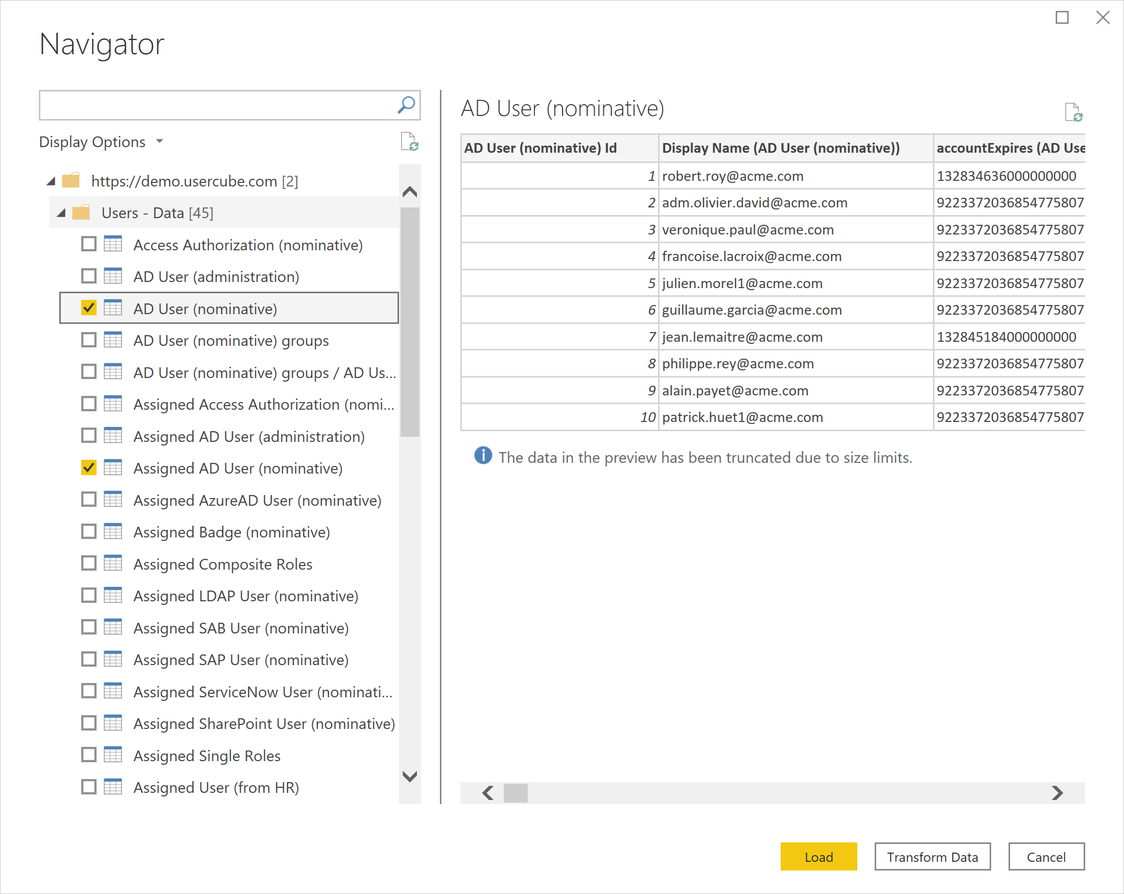 Navigator data impor penggunacube.