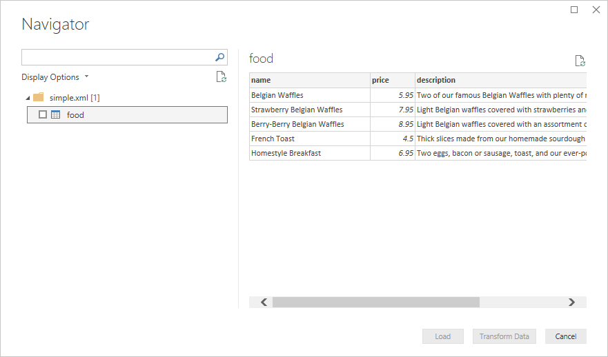 Memuat data dari file XML di Navigator.