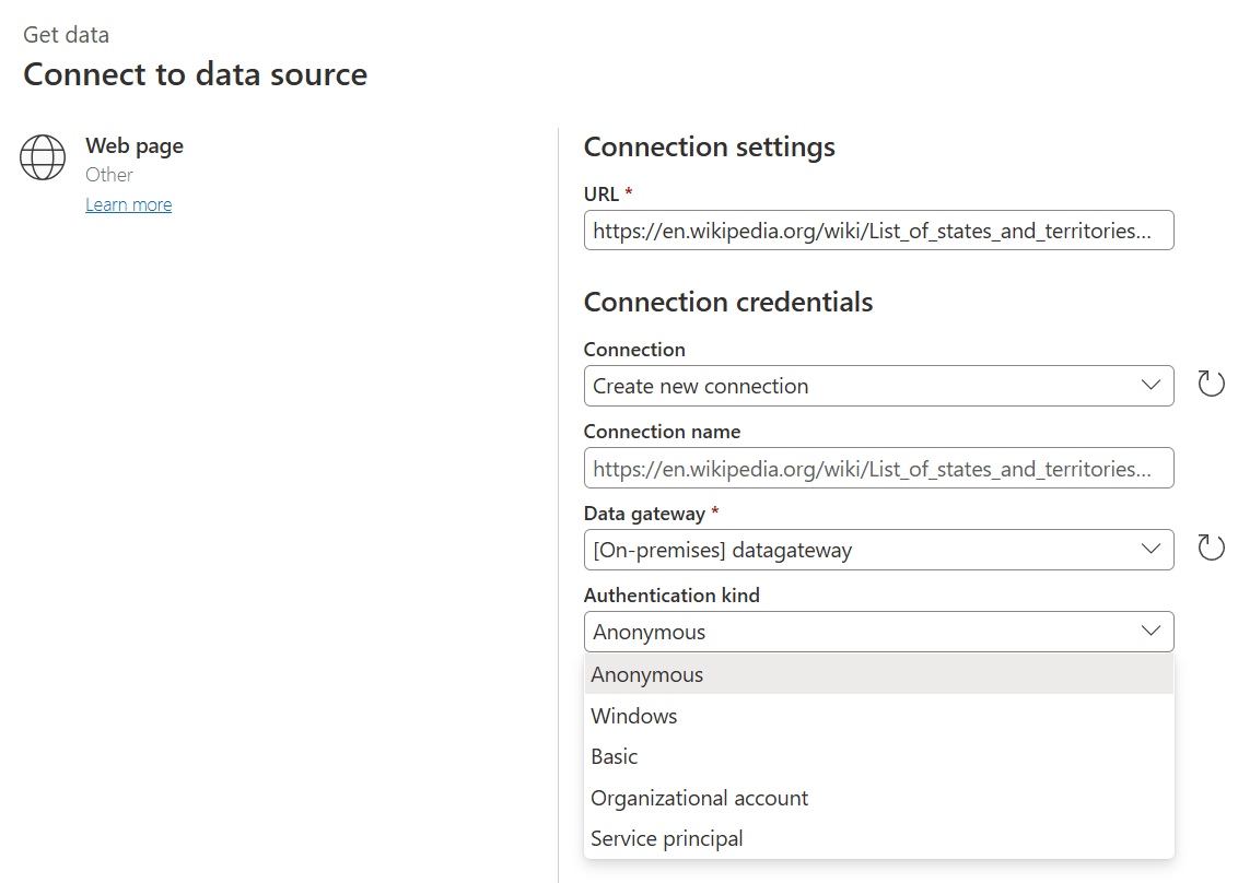 Cuplikan layar dialog autentikasi tempat Anda memilih metode autentikasi yang sesuai.