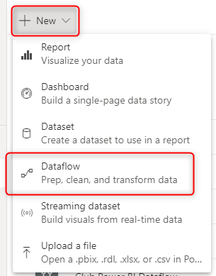 Membuat aliran data Power BI.