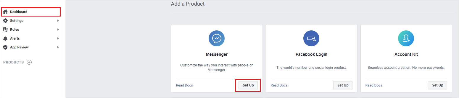 Tambahkan produk Messenger.