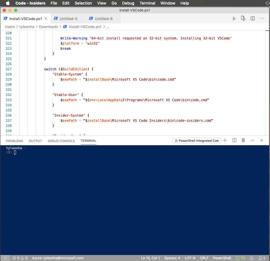 Tampilan Visual Studio Code yang disederhanakan