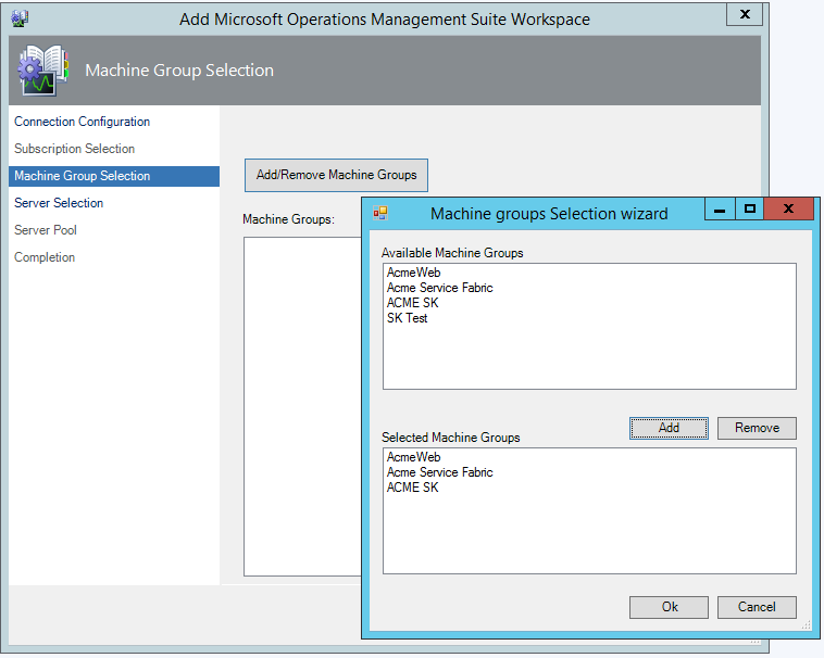 Operations Manager Configuration Machine Groups