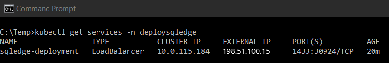 Cuplikan layar perintah dapatkan layanan.