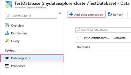 Cuplikan layar halaman Penyerapan data, memperlihatkan opsi tambahkan koneksi data.