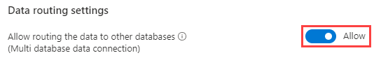 Cuplikan layar UI Web Azure Data Explorer, memperlihatkan opsi Pengaturan perutean data yang diatur untuk mengizinkan.