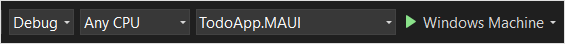 Cuplikan layar memperlihatkan cara mengatur konfigurasi eksekusi untuk maui titik net untuk aplikasi windows.