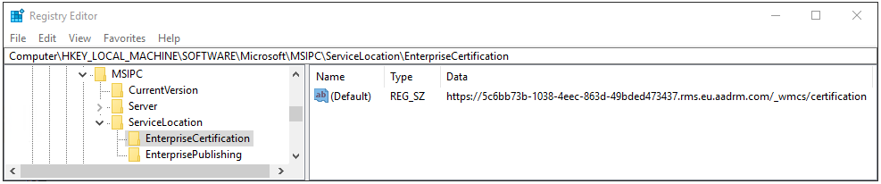 Mengedit registri untuk modul Azure Information Protection PowerShell untuk wilayah di luar Amerika Utara