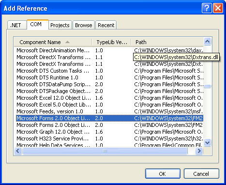 Add Reference dialog box