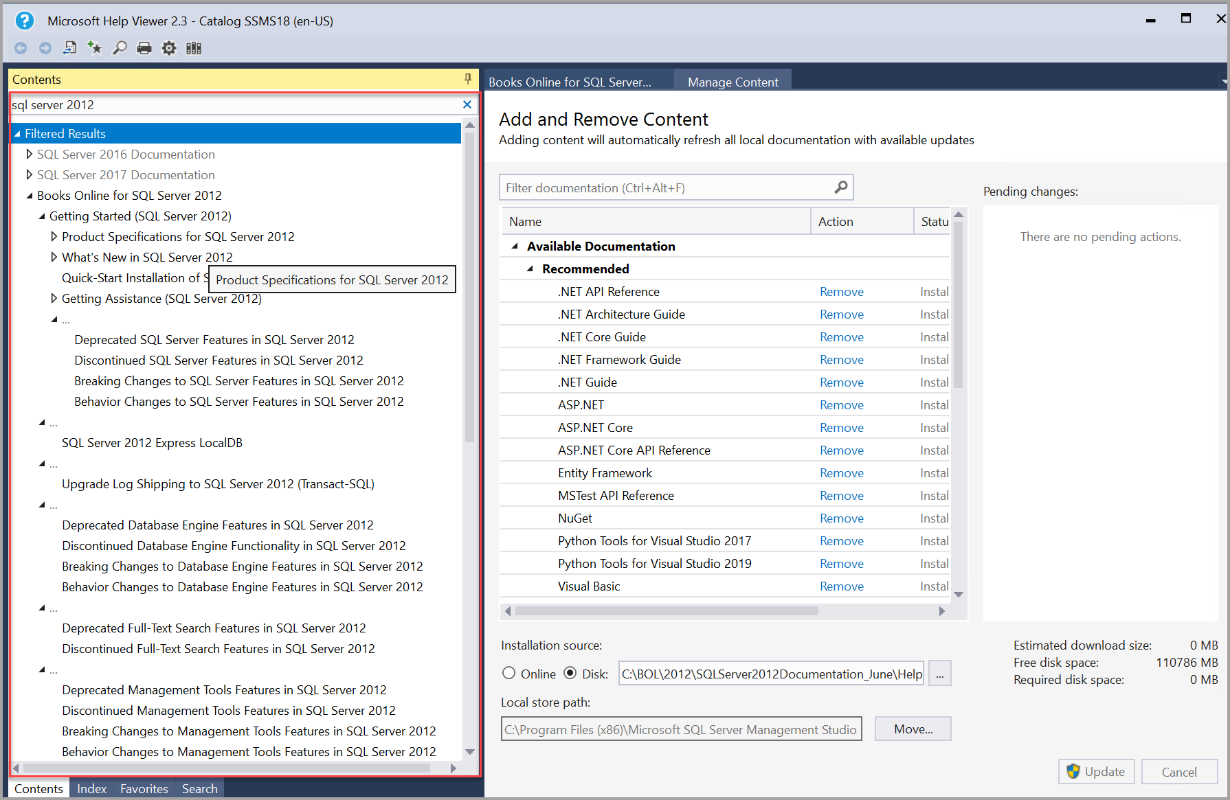 Dokumentasi SQL Server 2012 diperbarui secara otomatis
